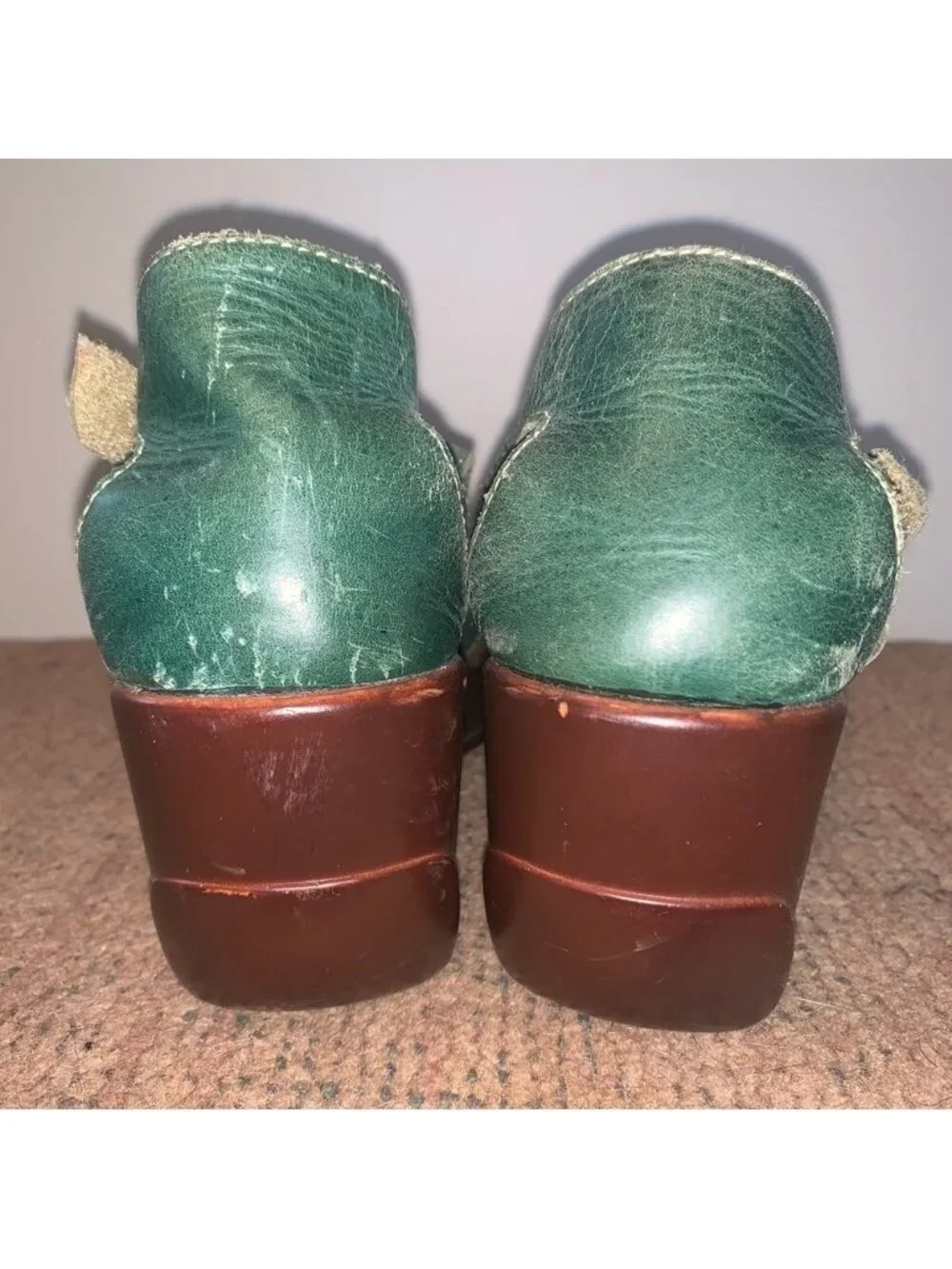 Fly London Teal Leather Wedge Sandals